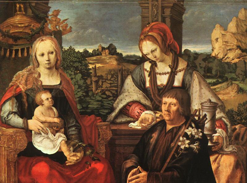 Lucas van Leyden Madonna and Child with Mary Magdalene and a Donor oil painting picture